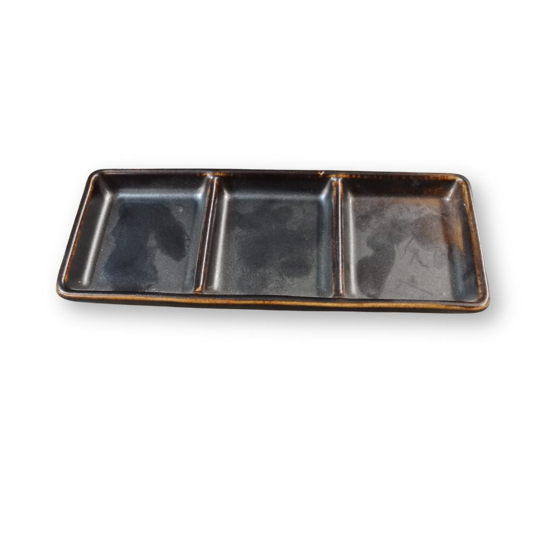 Jika Partion Plate and 3 slot Dip Sauce
