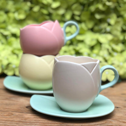 Maria Ceramic Teacup with Teaspoon 340 ml & 350 ml