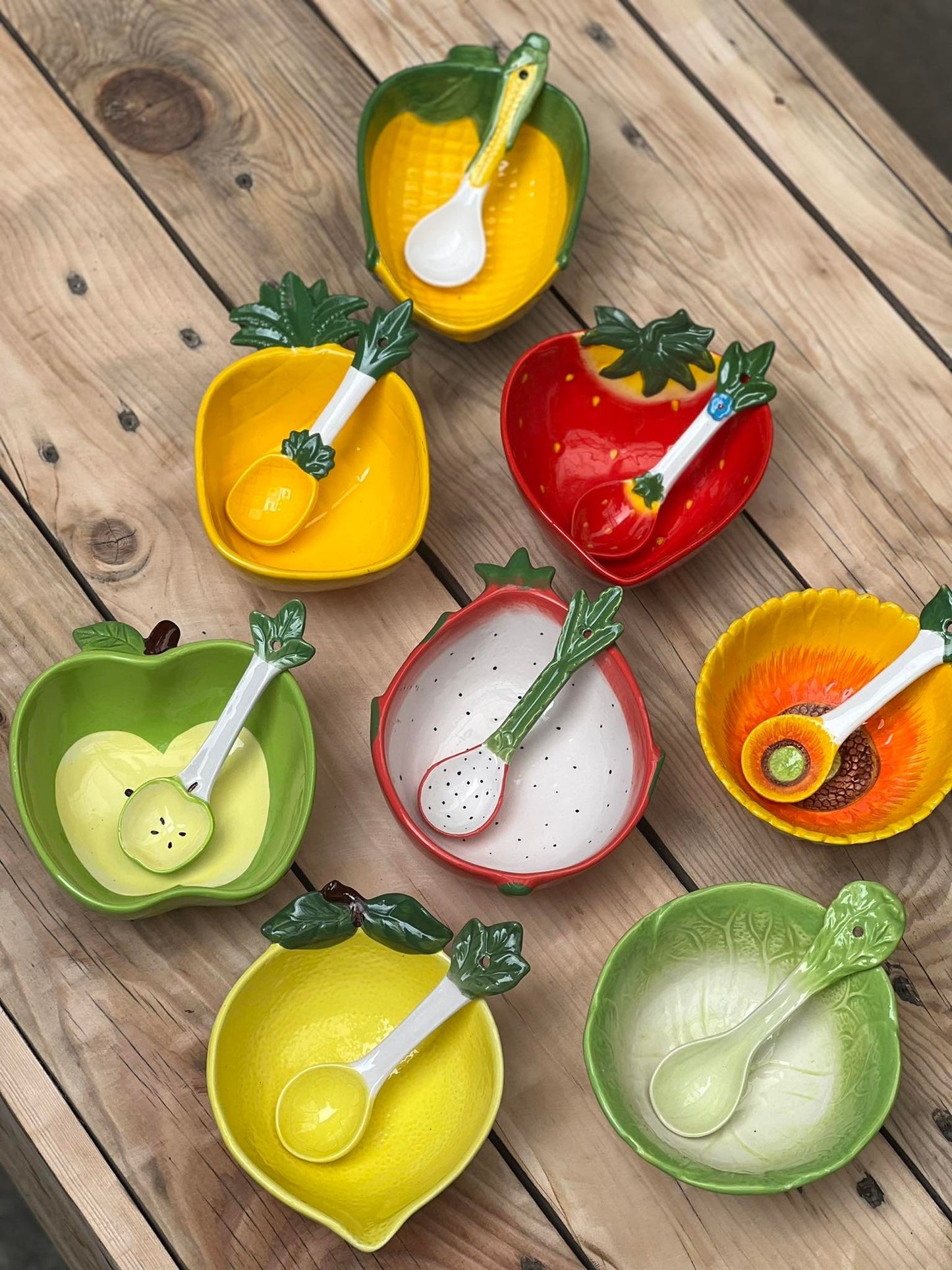 Fruit Ceramic Cereal Bowl with Teaspoon
