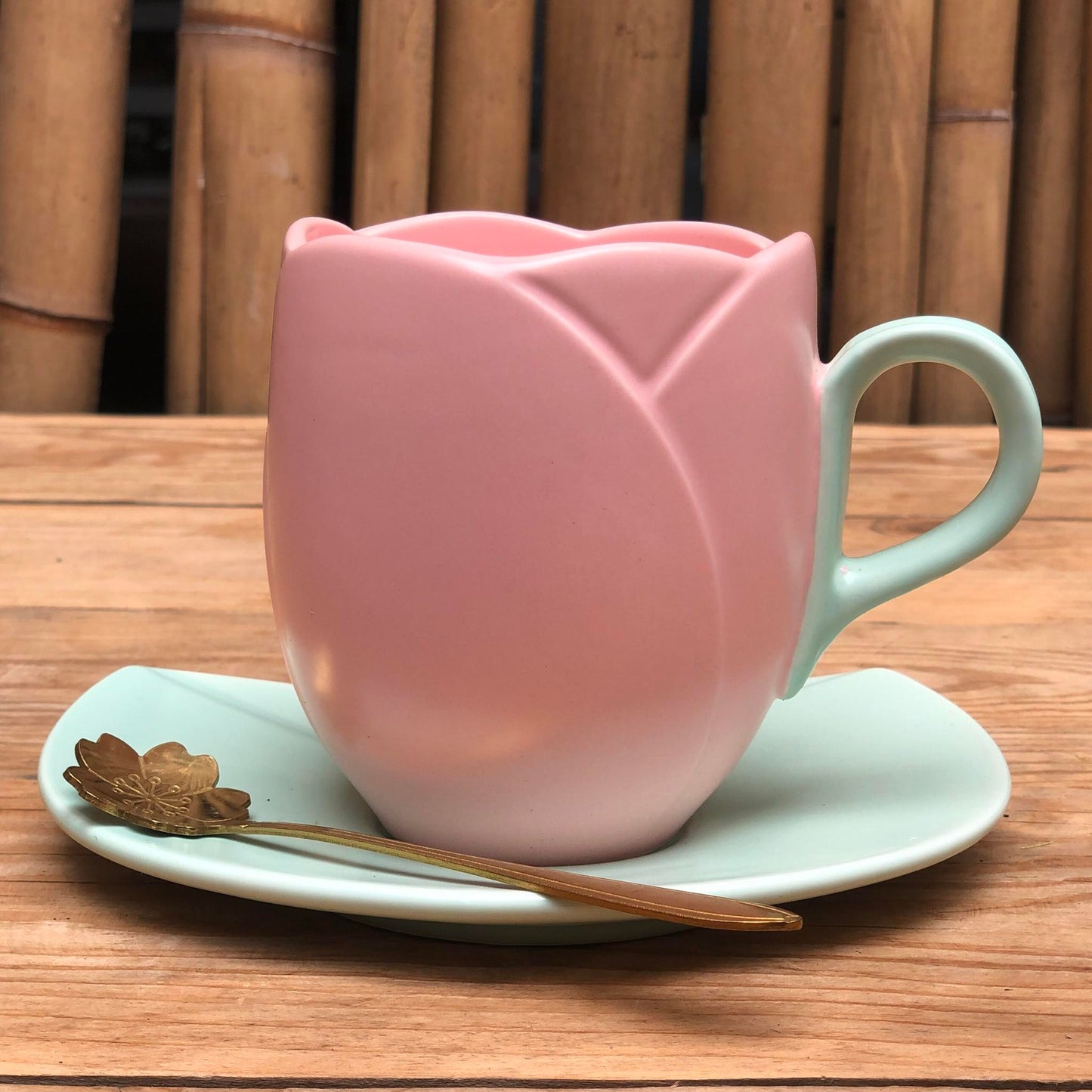 Maria Ceramic Teacup with Teaspoon 340 ml & 350 ml