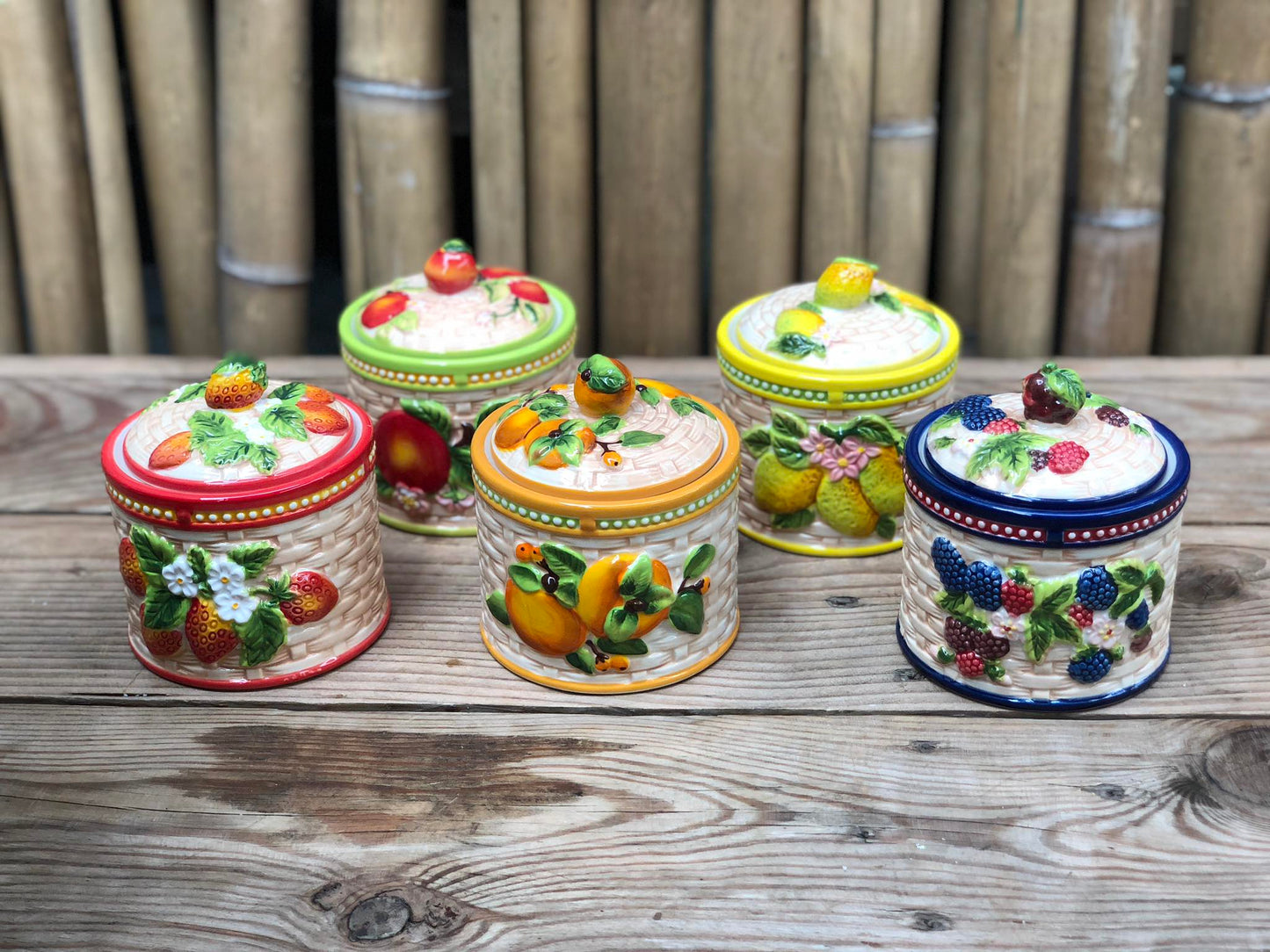 Fruit Ceramic Cannister Colorful 4x4.5 inch