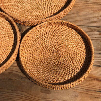 MURADITOHOME Rattan Tray ( set of 3)  11,9.25,8.5 inches