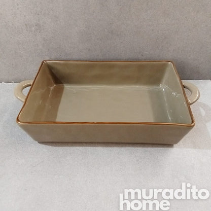 Ceramic Serving Dish with Handle 15x8x3 inches
