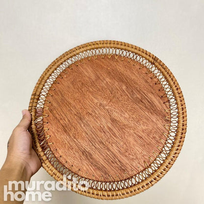 MURADITOHOME Luntian Rattan Placemat With Wood 13.5"