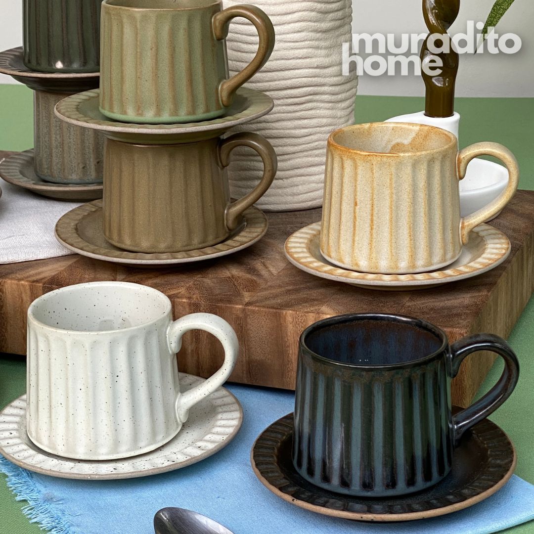 MURADITOHOME Kivra Stoneware Cup and Saucer Collection
