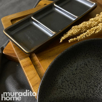 Jika Partion Plate and 3 slot Dip Sauce