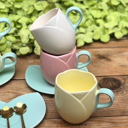 Maria Ceramic Teacup with Teaspoon 340 ml & 350 ml