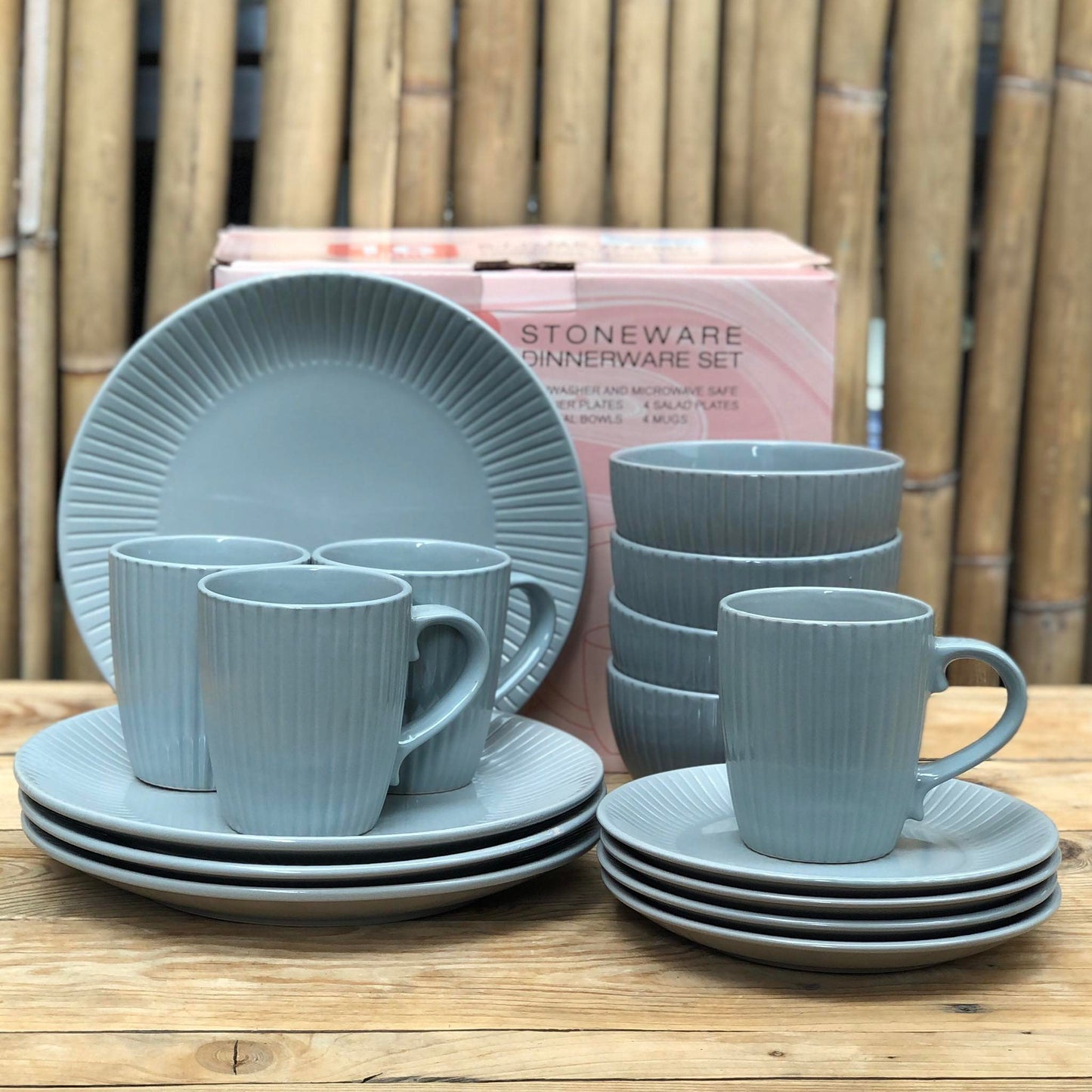 Russel 16pcs Set Stoneware(4pcsDinner10.75inch,4pcs Salad8inch,4pcs Bowl 5.75x3inch & 4pcsMug460 ml)