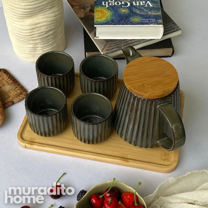 MURADITOHOME Moriko Teapot Set 800ml and 4 Cups 200 ml