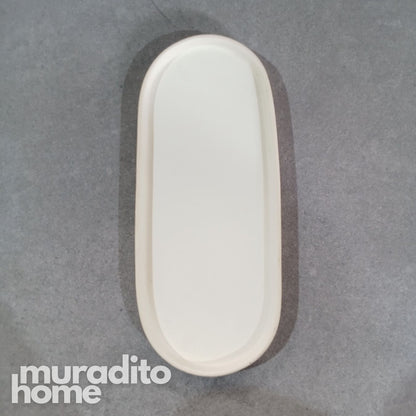 Ceramic 3 slots Dish Plate 12.75x4.5 inch and Dipping Sauce Tray 11x4.75 inch