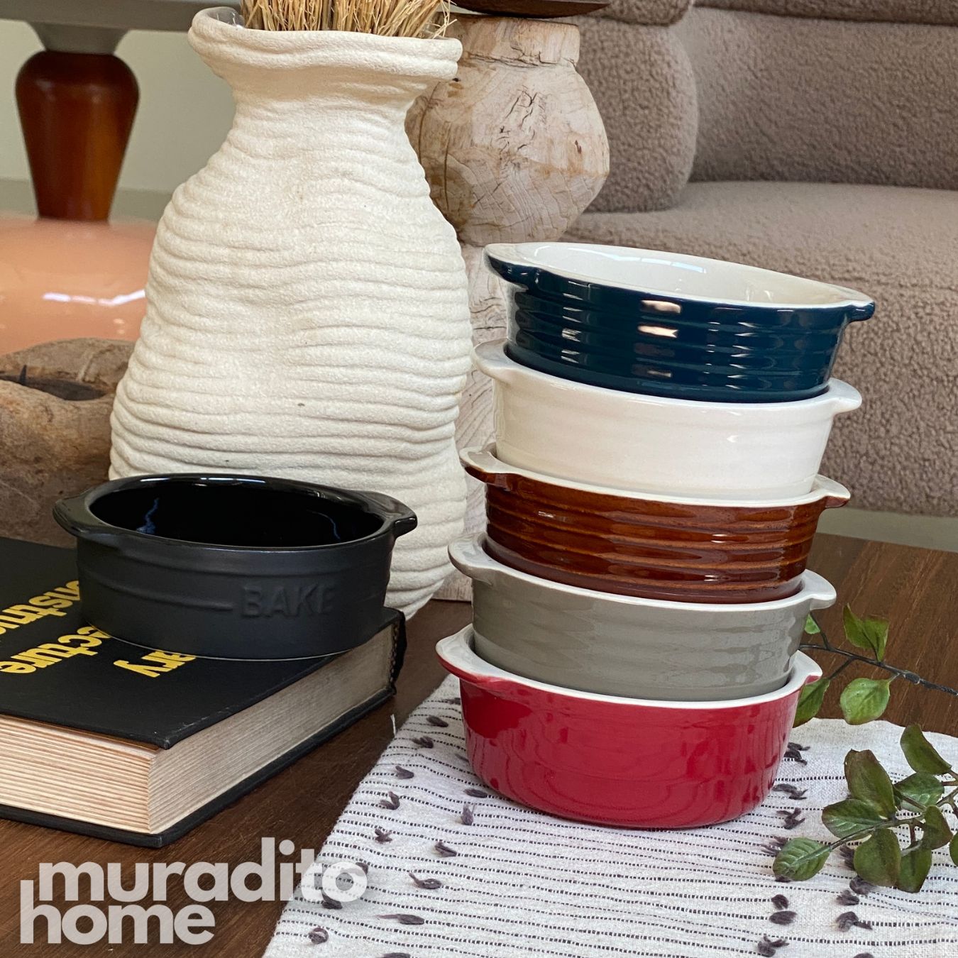 MURADITOHOME Midorizora Ceramic Round Baking Dish Collection