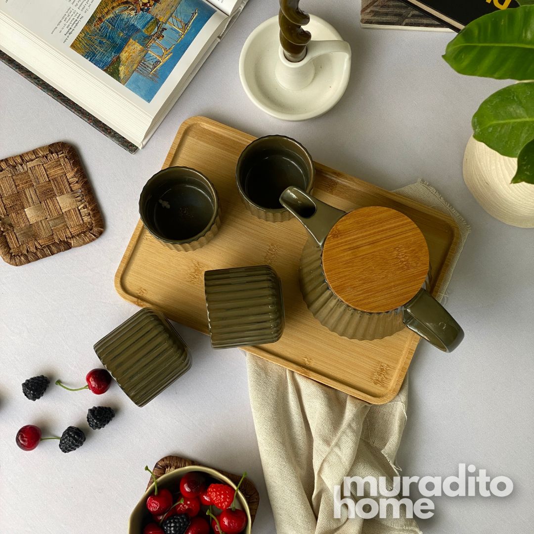 MURADITOHOME Tavari Teapot Set 800 ml and 4 Cuos 200 ml