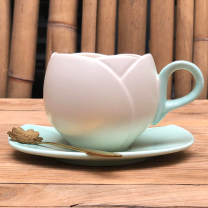 Maria Ceramic Teacup with Teaspoon 340 ml & 350 ml