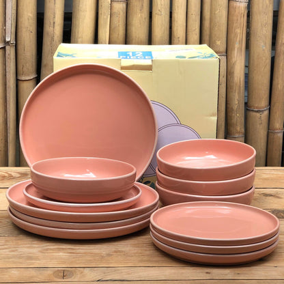 Jessica 12 Pcs Set Stoneware(4pcs Dinner 10.5inch,Salad 8inch & Bowl 7x2inch)