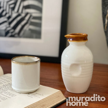 MURADITOHOME Hanatsuki Ceramic Japanese Cup and Creaner Jar Collection