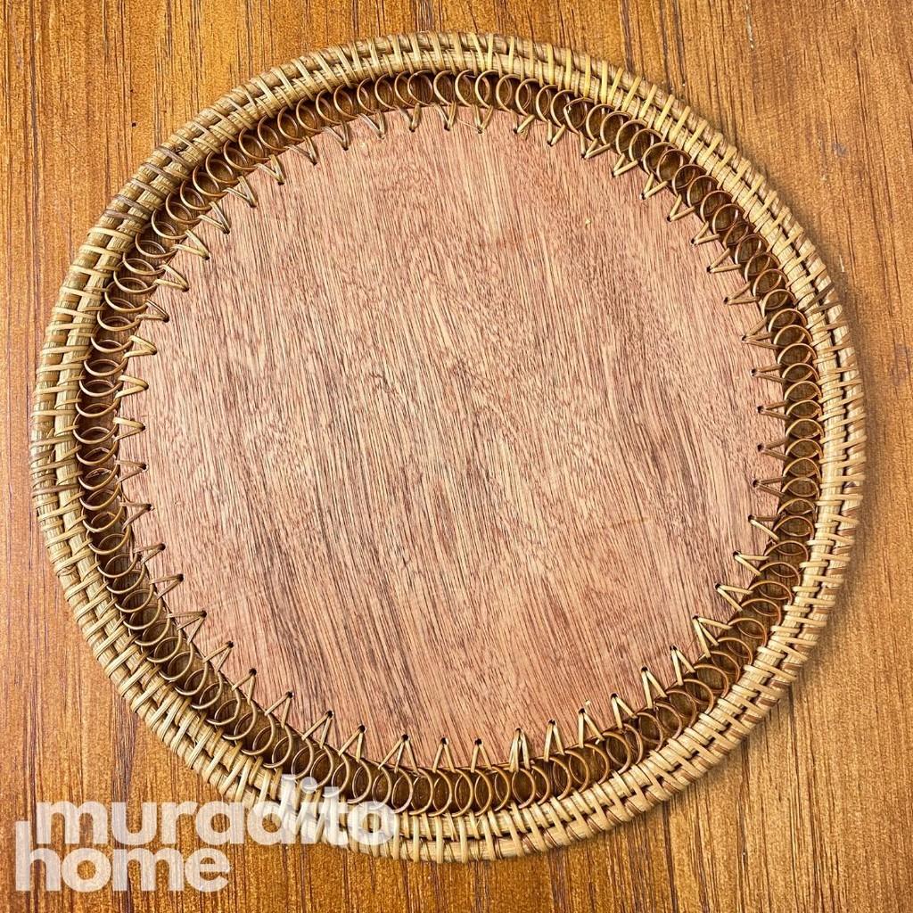 MURADITOHOME Luntian Rattan Placemat With Wood 13.5"