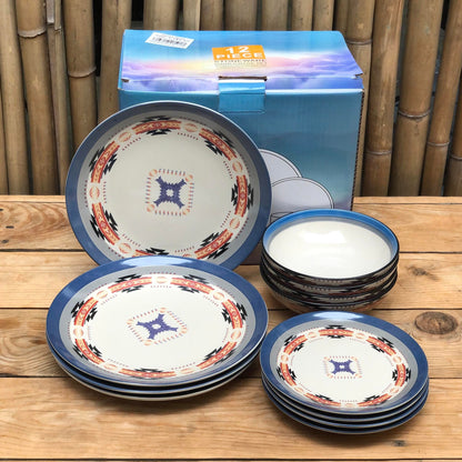 Moola 12 Pcs Set Stoneware(4pcs Dinner 10.5inch,Salad 7.5inch & Bowl 7x2.5inch)