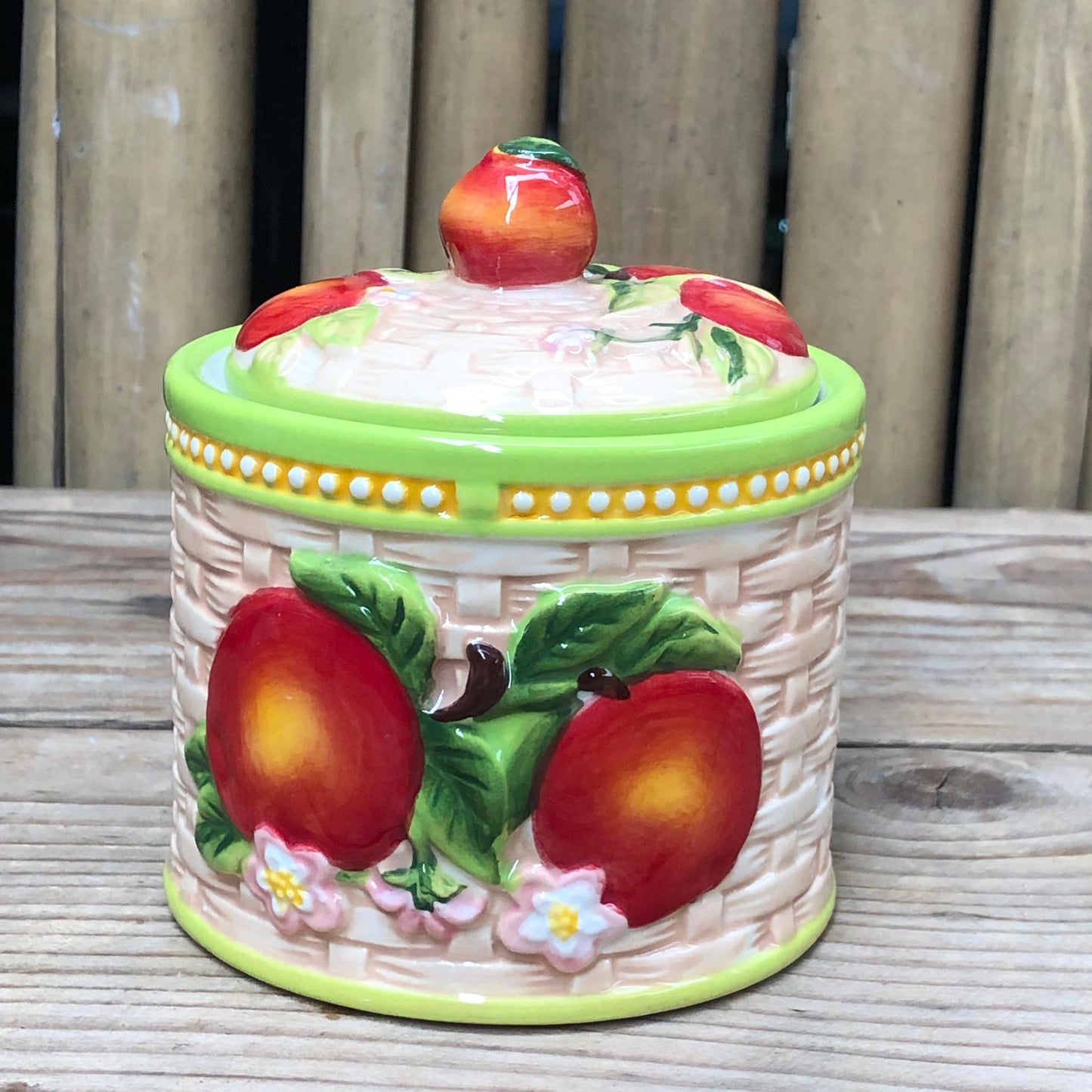Fruit Ceramic Cannister Colorful 4x4.5 inch