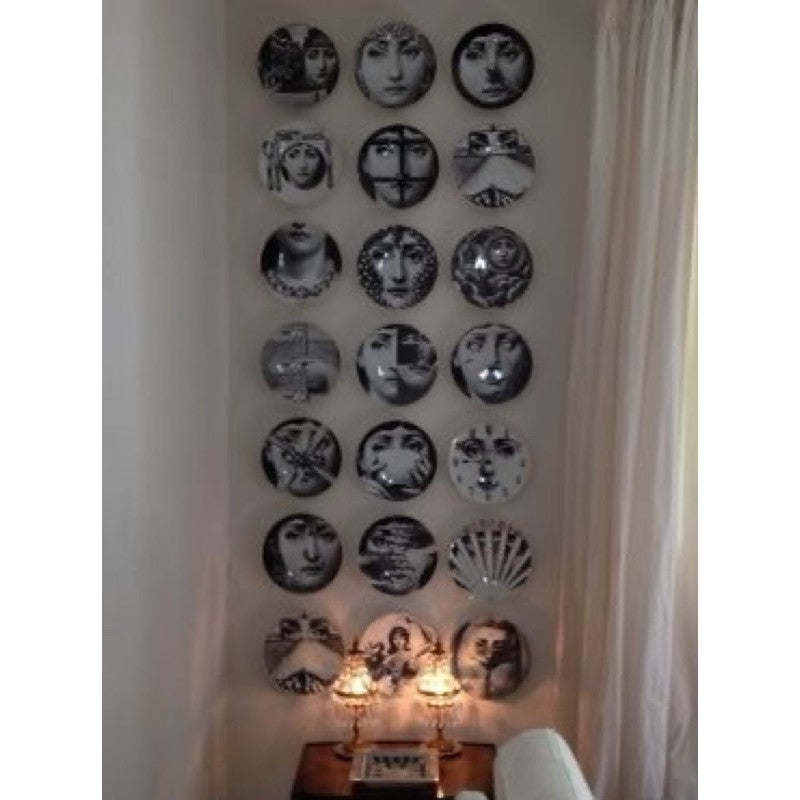 Fornasetti plates porcelain Plate salad plate 8" and 10" Black and white w/hook Batch 1