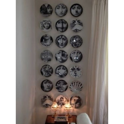 Fornasetti plates porcelain Plate salad plate 8" and 10" Black and white w/hook Batch 1