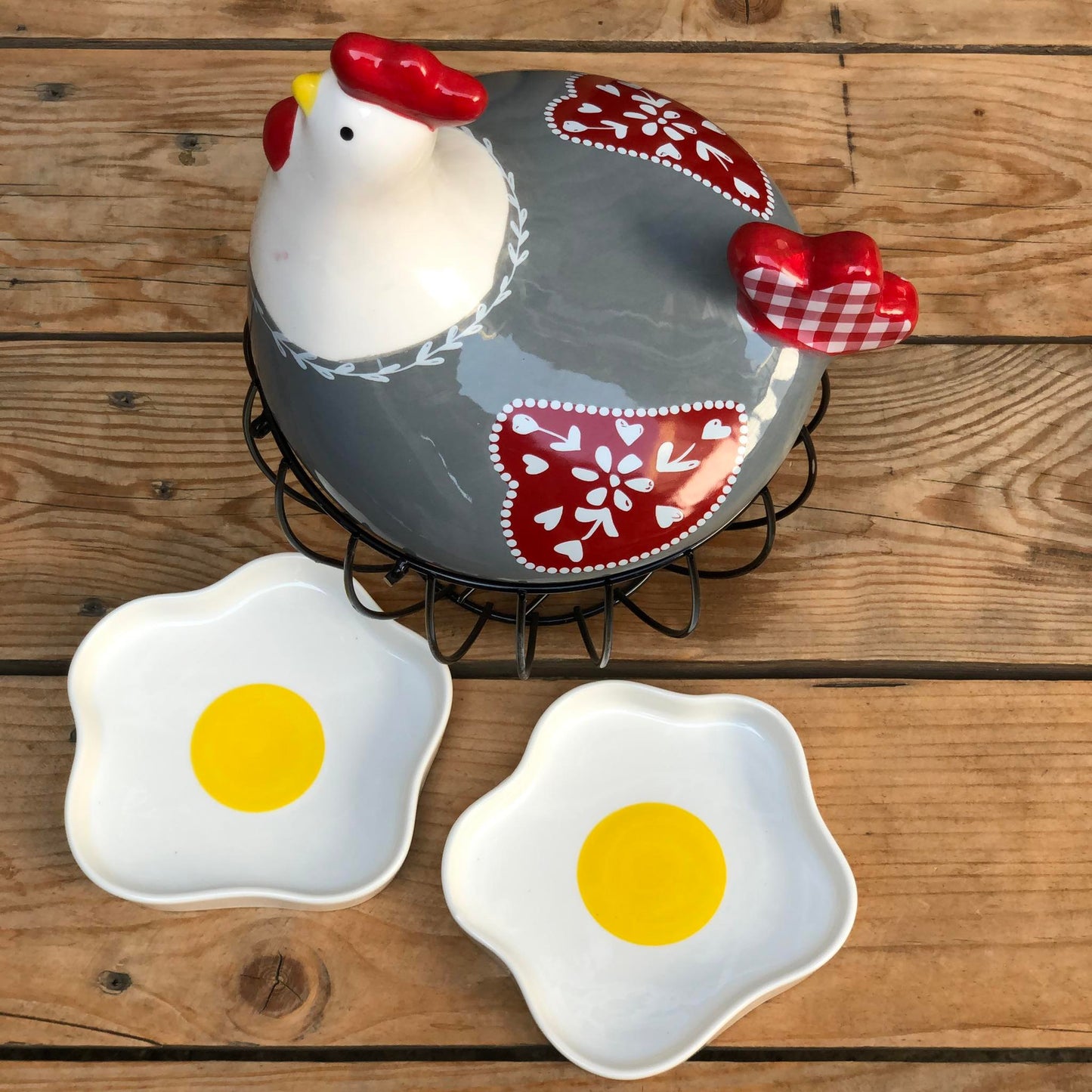 Hen Egg Container & Egg Shape Dessert Plate Collection