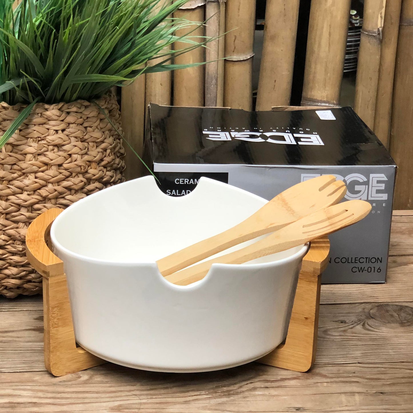 Ceramic Salad Bowl 10x8.75x4 inch w/ Box