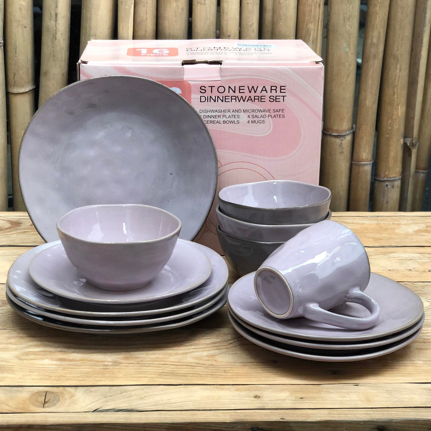 Louis 16pcs Set Stoneware(4pcs Dinner10.5inch,4pcs 8inch,4 pcs Bowl 5.75x3inch and 4pcs Mug460 ml)