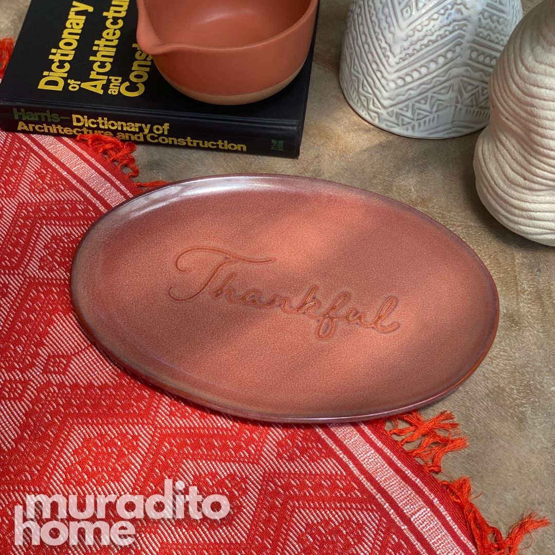 MURADITOHOME Thankful Serving Plate 12x8.25 inches