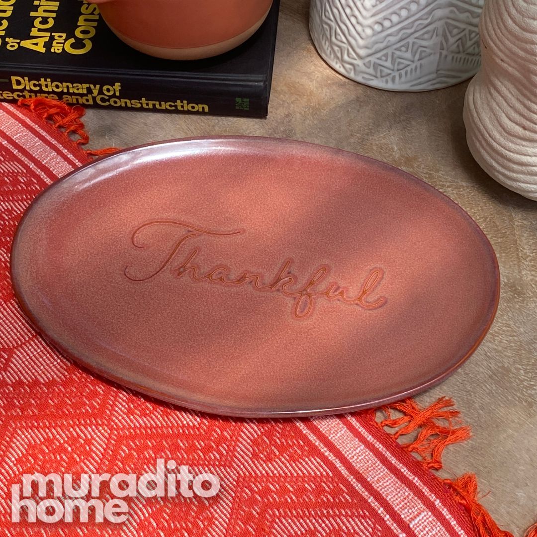 MURADITOHOME Thankful Serving Plate 12x8.25 inches