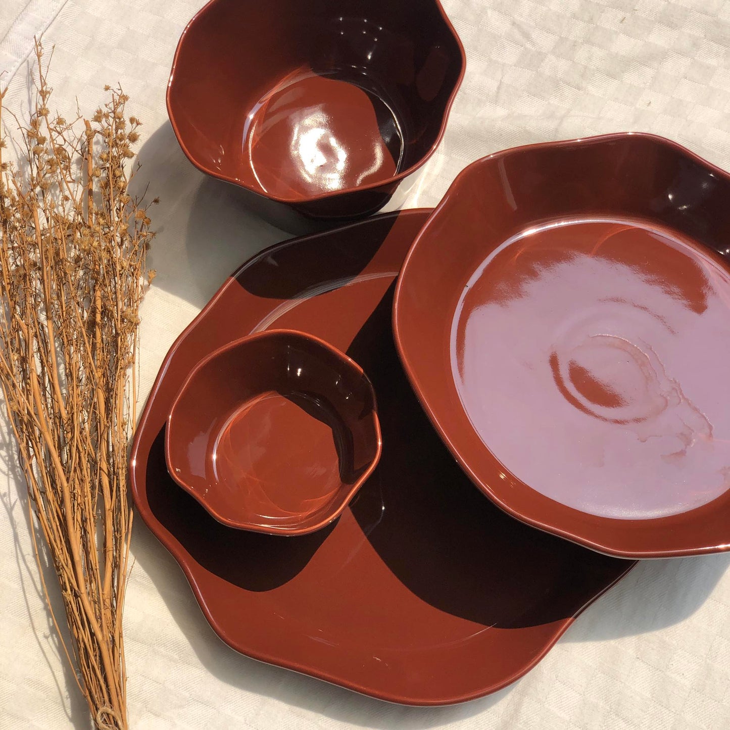 Lori Plate Orange 10.75 inch Lori Plate Orange 9x2 Lori Bowl Orange 5.75x3.25 Lori Bowl Orange 4x2