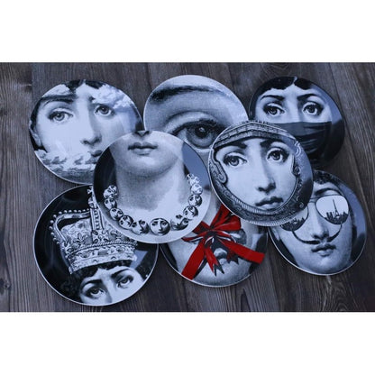 Fornasetti plates porcelain Plate salad plate 8" and 10" Black and white w/hook Batch 1