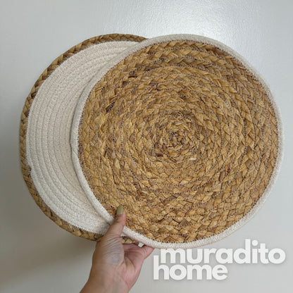 MURADITOHOME Crisanto & Luningning Water Hyacinth with Cotton Cloth 13 inches