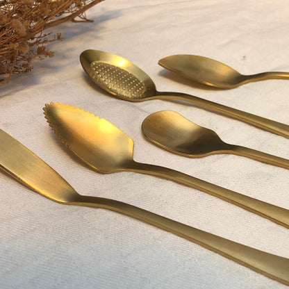 Keanu 5pcs Gold Spoon Stainless Cutlery Set