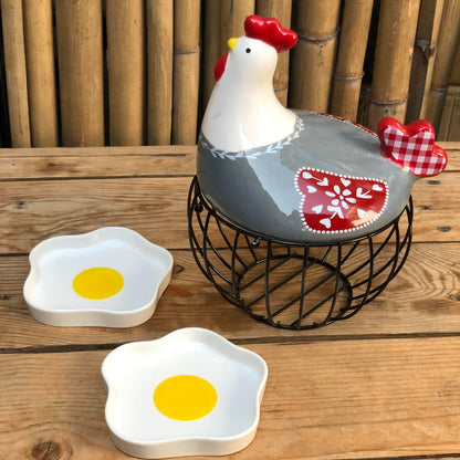Hen Egg Container & Egg Shape Dessert Plate Collection