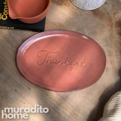 MURADITOHOME Thankful Serving Plate 12x8.25 inches