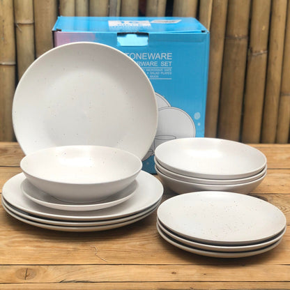 Timothy 12 Pcs Set Stoneware(4pcs Dinner 10.5inch,Salad 8inch & Bowl 8x2.25inch)