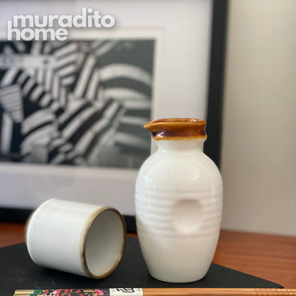 MURADITOHOME Hanatsuki Ceramic Japanese Cup and Creaner Jar Collection