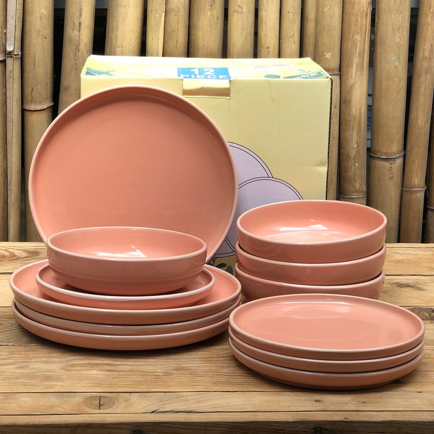 Jessica 12 Pcs Set Stoneware(4pcs Dinner 10.5inch,Salad 8inch & Bowl 7x2inch)