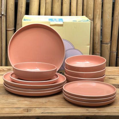 Jessica 12 Pcs Set Stoneware(4pcs Dinner 10.5inch,Salad 8inch & Bowl 7x2inch)