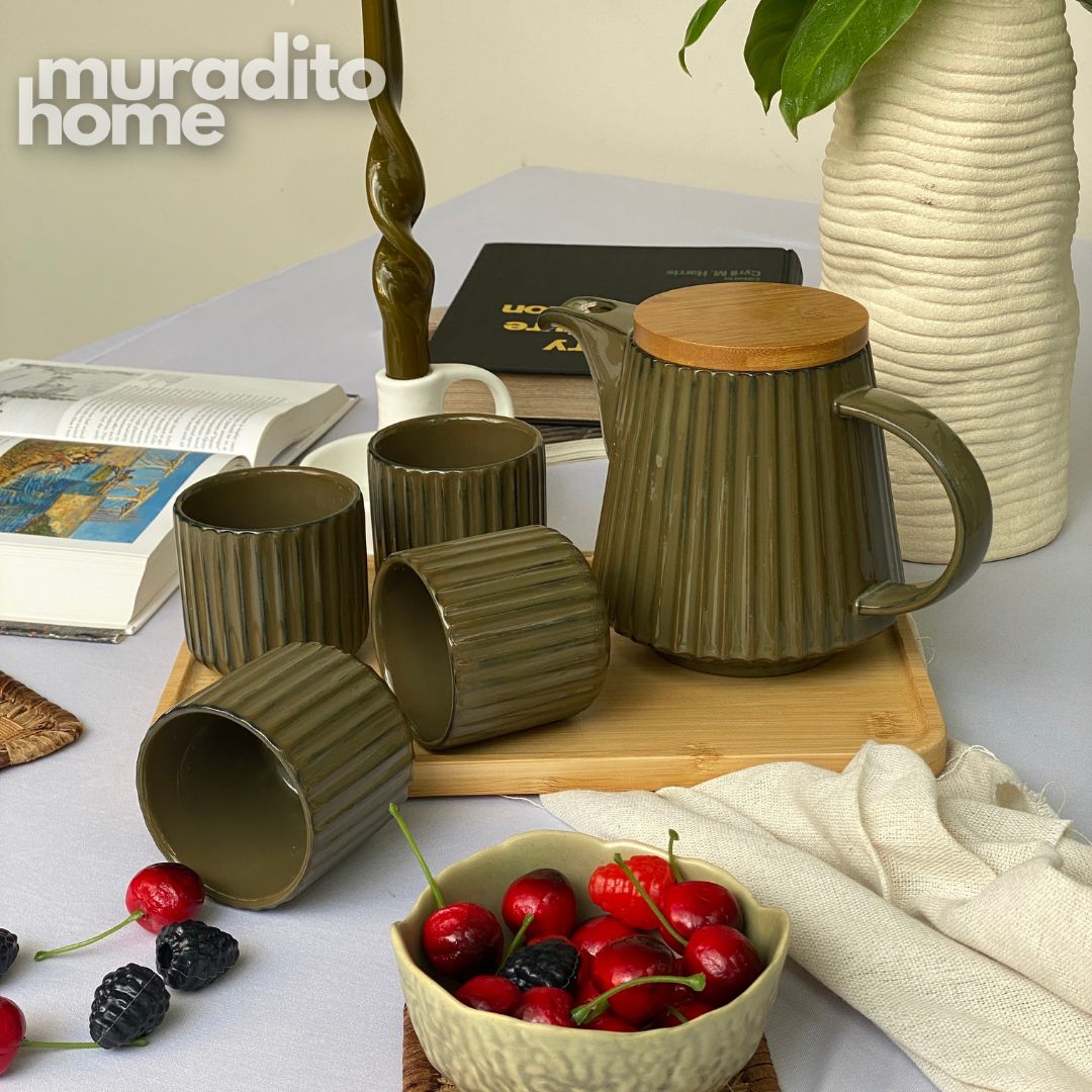 MURADITOHOME Tavari Teapot Set 800 ml and 4 Cuos 200 ml