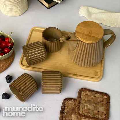 MURADITOHOME Chamoti Teapot Set 800 ml and 4 Cups 200 ml
