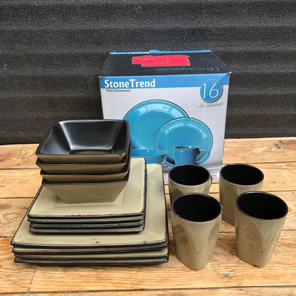 Olivia 16 Piece Set Fine Stoneware Plate