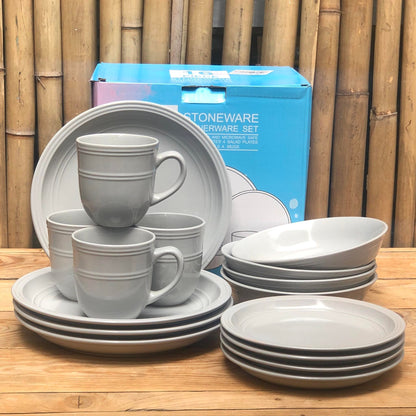 Logan 16pcs Set Stoneware(4pcs Dinner 10.5inch,4pcs Salad 8inch,4pcs Bowl 8x2inch and 4pcsMug460 ml)