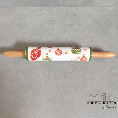 MURADITOHOME Holiday Christmas Rolling Pin 18.25 inch