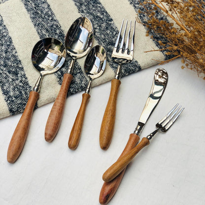 Doris 6 pcs Stainless Wooden Handle Cutlery Set