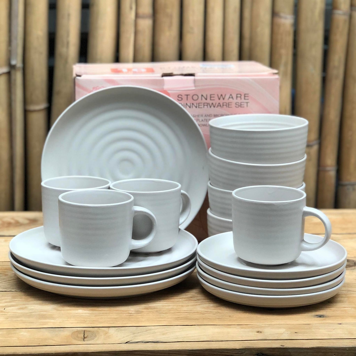 MAX 16pcs Set Stoneware(4pcs Dinner 10.5inch,4pcs 8inch,4 pcs Bowl 6x2.75inch and 4pcs Mug 480 ml)