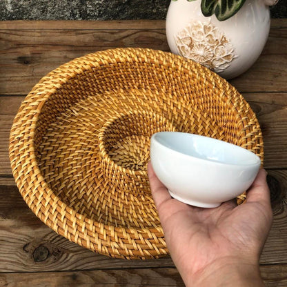 Chip and Dip Rattan Tray 13 inch