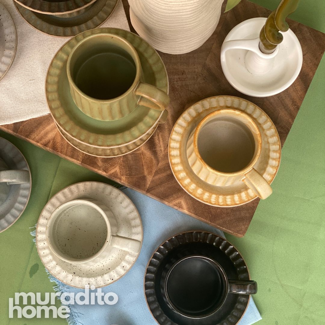 MURADITOHOME Kivra Stoneware Cup and Saucer Collection