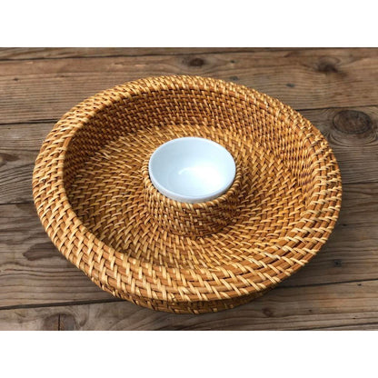 Chip and Dip Rattan Tray 13 inch