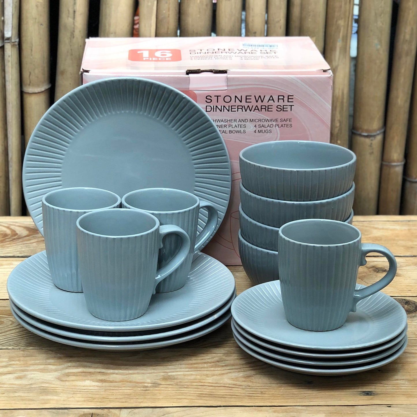 Russel 16pcs Set Stoneware(4pcsDinner10.75inch,4pcs Salad8inch,4pcs Bowl 5.75x3inch & 4pcsMug460 ml)